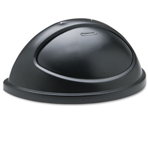 Rubbermaid® Commercial Untouchable Plastic Half-Round Lid, 21.38w x 12.38d x 9.13h, Black Item: RCP362000BK