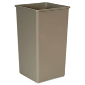 Rubbermaid® Commercial Untouchable Square Waste Receptacle, 50 gal, Plastic, Beige Item: RCP3959BEI