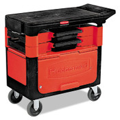 Rubbermaid® Commercial Locking Trades Cart, 330-lb Capacity, Two-Shelf, 19.25w x 38d x 33.38h, Black Item: RCP618088BLA