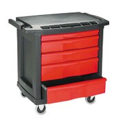 Rubbermaid® Commercial Five-Drawer Mobile Workcenter, 32.63w x 19.9d x 33.5h, Black Plastic Top Item: RCP773488