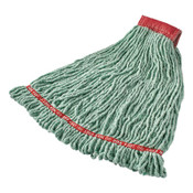 Rubbermaid® Commercial Web Foot Shrinkless Looped-End Wet Mop Head, Cotton/Synthetic, Large, Green, 5" Red Headband Item: RCPA25306GR00