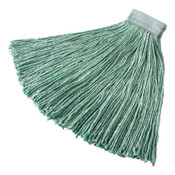 Rubbermaid® Commercial Non-Launderable Cotton/Synthetic Cut-End Wet Mop Heads, 24 oz, Green, 5" White Headband Item: RCPF13700GR00