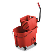Rubbermaid® Commercial WaveBrake 2.0 Bucket/Wringer Combos, Side-Press, 35 qt, Plastic, Red Item: RCPFG758888RED