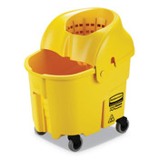 Rubbermaid® Commercial WaveBrake Institution Bucket and Wringer Combos, Down-Press, 35 qt, Plastic, Yellow Item: RCPFG759088YEL