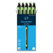 Schneider® Xpress Fineliner Porous Point Pen, Stick, Medium 0.8 mm, Black Ink, Black/Green Barrel, 10/Box Item: RED190001