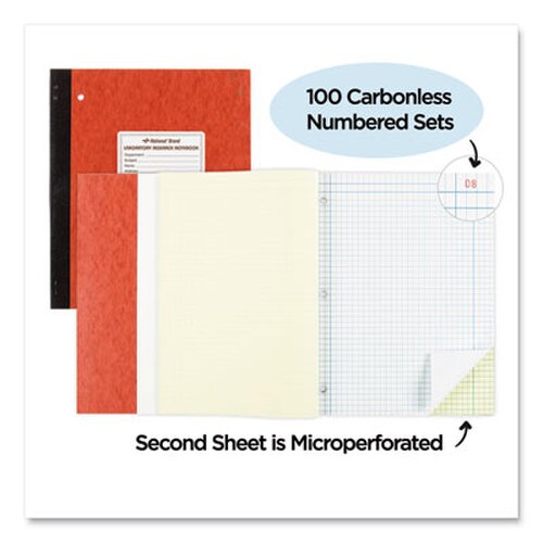 National® Duplicate Laboratory Notebooks, Stitched Binding, Quadrille Rule (4 sq/in), Brown Cover, (200) 11 x 9.25 Sheets Item: RED43649