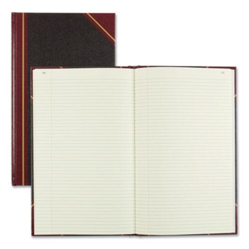 National® Texthide Eye-Ease Record Book, Black/Burgundy/Gold Cover, 14.25 x 8.75 Sheets, 300 Sheets/Book Item: RED57131