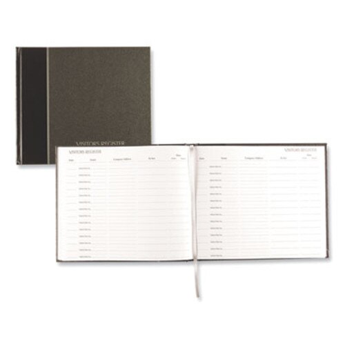 National® Hardcover Visitor Register Book, Black Cover, 9.78 x 8.5 Sheets, 128 Sheets/Book Item: RED57802