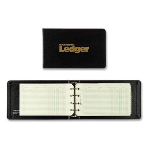 National® Four-Ring Ledger Binder Kit with A-Z Index, Black Cover, 8.5 x 5 Debit-Credit-Balance Sheets, 100 Sheets/Book Item: RED63453