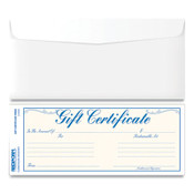 Rediform® Gift Certificates with Envelopes, 8.5 x 3.67, Blue/Gold with Blue Border, 25/Pack Item: RED98002
