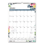 Blueline® 12-Month Colorful Wall Calendar, Watercolor Floral Artwork, 12 x 17, White/Multicolor Sheets, 12-Month (Jan to Dec): 2024 Item: REDC173126