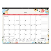 Blueline® Spring Monthly Academic Desk Pad Calendar, Colorful Blossom Artwork, 22 x 17, Black Binding, 18-Month (July-Dec): 2023-2024 Item: REDCA1716BD