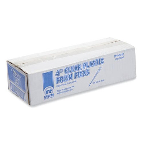 AmerCareRoyal® Prism Picks, 4", Clear, 500/Box, 5 Boxes/Carton Item: RPPRP1494C
