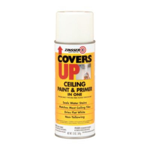 Zinsser® Covers Up Ceiling Paint and Primer, Interior, Flat White, 13 oz Aerosol Can, 6/Carton Item: RST3688CT
