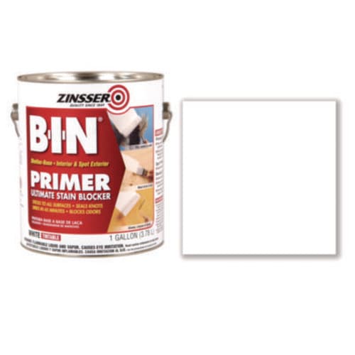 Zinsser® BIN Shellac-Base Interior and Spot Exterior Primer, Interior, Flat White, 1 gal Bucket/Pail, 4/Carton Item: RST901
