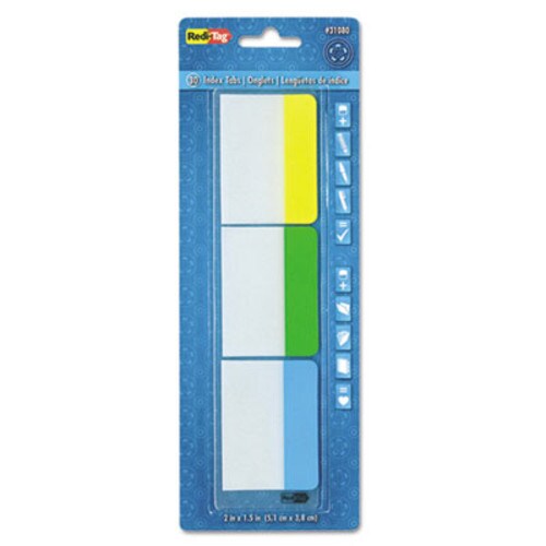 Redi-Tag® Write-On Index Tabs, 1/5-Cut, Assorted Colors, 2" Wide, 30/Pack Item: RTG31080