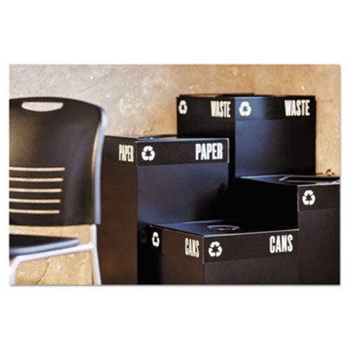 Safco® Public Square Recycling Receptacles, Paper Recycling, 42 gal, Steel, Black Item: SAF2984BL