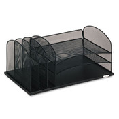 Safco® Onyx Desk Organizer with Three Horizontal and Three Upright Sections, Letter Size Files, 19.5 x 11.5 x 8.25, Black Item: SAF3254BL