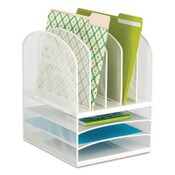 Safco® Onyx Mesh Desk Organizer with Five Vertical and Three Horizontal Sections, Letter Size Files, 11.5" x 9.5" x 13", White Item: SAF3266WH