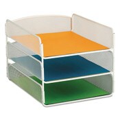 Safco® Onyx Desk Tray, 3 Sections, Letter Size Files, 9.25" x 11.75" x 8", White Item: SAF3271WH