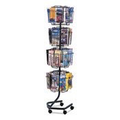 Safco® Wire Rotary Display Racks, 32 Compartments, 15w x 15d x 60h, Charcoal Item: SAF4128CH