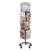 Safco® Wire Rotary Display Racks, 16 Compartments, 15w x 15d x 60h, Charcoal Item: SAF4139CH