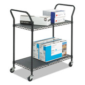 Safco® Wire Utility Cart, Metal, 2 Shelves, 400 lb Capacity, 43.75" x 19.25" x 40.5", Black Item: SAF5337BL