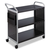Safco® Scoot Three Shelf Utility Cart, Metal, 3 Shelves, 1 Bin, 300 lb Capacity, 31" x 18" x 38", Black/Silver Item: SAF5339BL