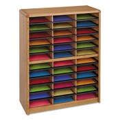 Safco® Steel/Fiberboard Literature Sorter, 36 Compartments, 32.25 x 13.5 x 38, Oak Item: SAF7121MO