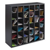 Safco® Wood Mail Sorter with Adjustable Dividers, Stackable, 36 Compartments, 33.75 x 12 x 32.75, Black Item: SAF7766BL