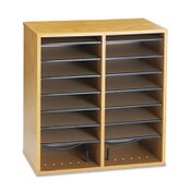 Safco® Wood/Laminate Literature/CD Sorter, 16 Compartments, 19.5 x 11.75 x 21, Medium Oak Item: SAF9422MO