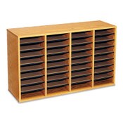 Safco® Wood/Laminate Literature Sorter, 36 Compartments, 39.25 x 11.75 x 24, Medium Oak Item: SAF9424MO