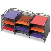 Safco® Onyx Steel Mesh Lliterature Sorter, 12 Compartments, 30 x 12.75 x 11.25, Black Item: SAF9430BL