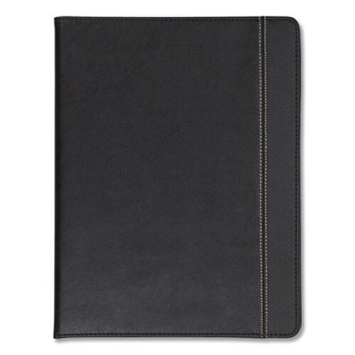 Samsill® Slimline Padfolio, Leather-Look/Faux Reptile Trim, Writing Pad, Black Item: SAM71220