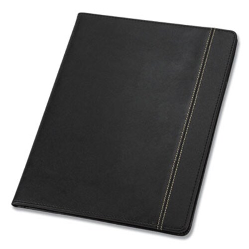 Samsill® Slimline Padfolio, Leather-Look/Faux Reptile Trim, Writing Pad, Black Item: SAM71220