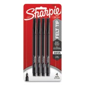 Sharpie® Water-Resistant Ink Porous Point Pen, Stick, Fine 0.4 mm, Black Ink, Black Barrel, 4/Pack Item: SAN1742661