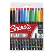 Sharpie® Art Pen Porous Point Pen, Stick, Fine 0.4 mm, Assorted Ink Colors, Black Barrel, 24/Pack Item: SAN1983967