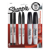 Sharpie® Mixed Point Size Permanent Markers, Assorted Tip Sizes/Types, Black, 6/Pack Item: SAN2135318