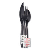Dart® Reliance Mediumweight Cutlery Kit, Knife/Fork/Spoon/Salt/Pepper/Napkin, Black, 250 Kits/Carton Item: SCCRSK8Y0004