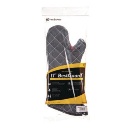 San Jamar® Bestguard Oven Mitt, 17", WebGuard Plus Fabric, Black, Pair Item: SJM800FG17BK