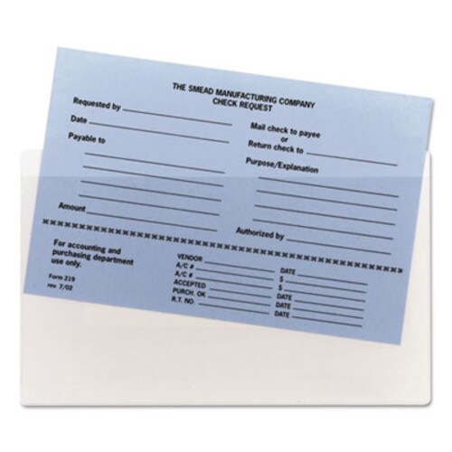 Smead Self-Adhesive Poly Pockets, Top Load, 9 x 5.56, Clear, 100/Box Item: SMD68185