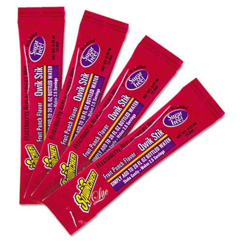 Sqwincher® Sugar-Free Qwik Stik Energy Drink Mix, Fruit Punch, 1.26 oz Packet, 50/Pack Item: SQW060102FP