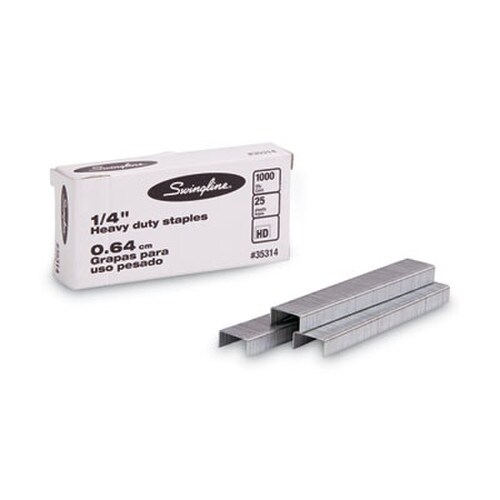 Swingline® S.F. 13 Heavy-Duty Staples, 0.25" Leg, 0.5" Crown, Steel, 1,000/Box Item: SWI35314