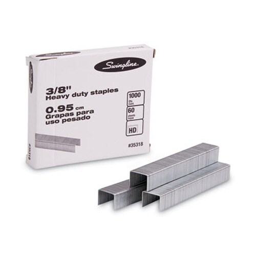 Swingline® S.F. 13 Heavy-Duty Staples, 0.38" Leg, 0.5" Crown, Steel, 1,000/Box Item: SWI35318