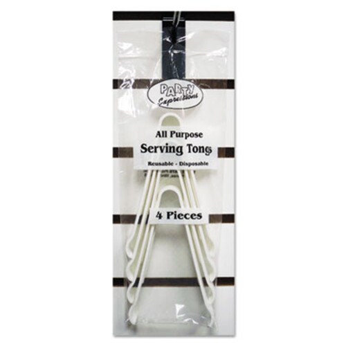 Tablemate® Tongs, Plastic, White, 6 1/2", 4/Pack Item: TBLTG65WPK4