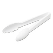 Tablemate® Tongs, Plastic, White, 9", 4/Pack Item: TBLTG9WPK