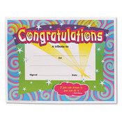TREND® Congratulations Colorful Classic Certificates, 11 x 8.5, Horizontal Orientation, Assorted Colors with White Border, 30/Pack Item: TEPT2954
