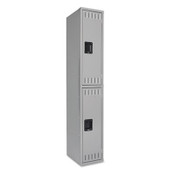 Tennsco Double Tier Locker, Single Stack, 12w x 18d x 72h, Medium Gray Item: TNNDTS121836AMG