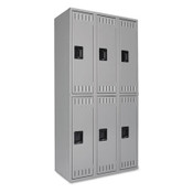 Tennsco Double Tier Locker, Triple Stack, 36w x 18d x 72h, Medium Gray Item: TNNDTS121836CMG