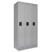Tennsco Single-Tier Locker, Three Lockers with Hat Shelves and Coat Rods, 36w x 18d x 72h, Medium Gray Item: TNNSTS121872CMG